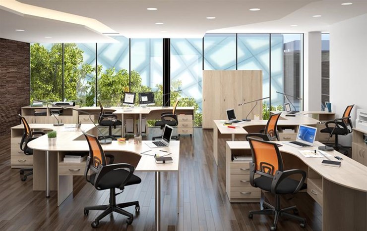 Офисный комплект мебели SIMPLE с эргономичными столами, тумбами, шкафами в Стерлитамаке - изображение 3